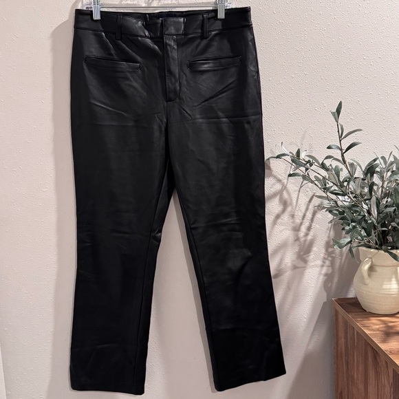 Maeve Pants - Maeve By Anthropologie Black Size 30 Cropped Wide Leg Faux Leather Pant Stretch